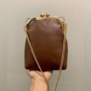 Handmade Genuine Leather Purse/Push Lock Crossbody/Shoulder bag